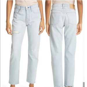 Maya Ripped High Waist Slim Fit Straight Jeans